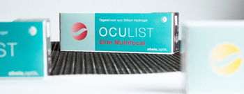 Zu sehen sind mehrere Packungen Oculist Multifocal Linsen